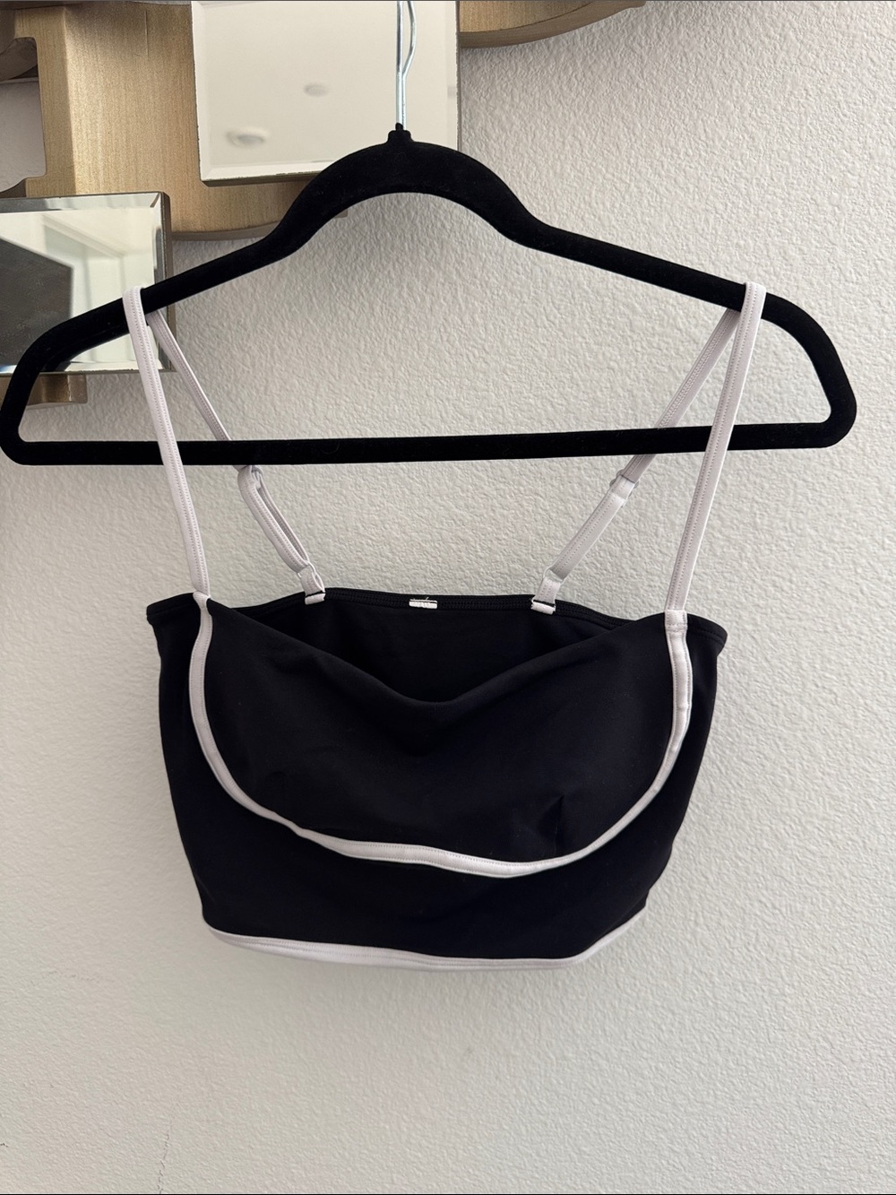 ALO Yoga Black Bralette with White Contrast Trim